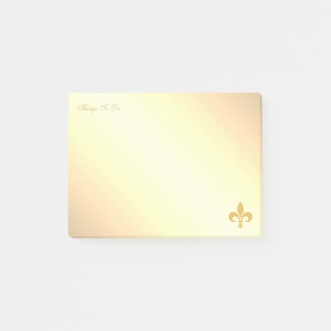 Bloco De Notas Fleur de Lis Dourada em Gradiente Dourado (Frente)