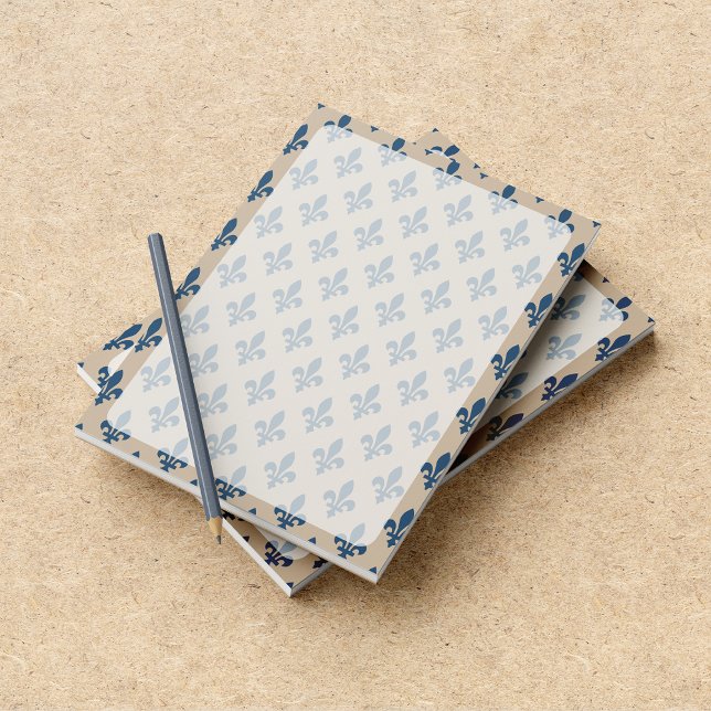 Bloco De Notas Fleur de Lis Pattern, Francês, Real, Azul Marinho (Criador carregado)