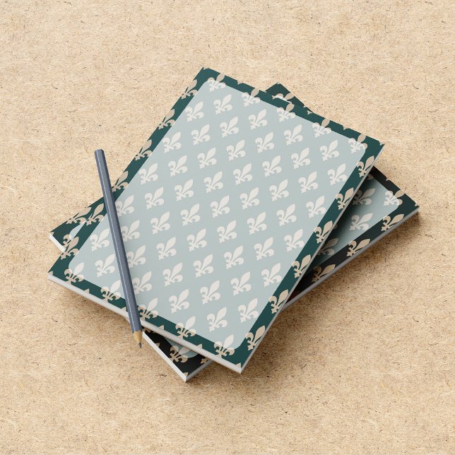 Bloco De Notas Fleur de Lis Pattern, Francês, Real, Creme, Verde (Criador carregado)
