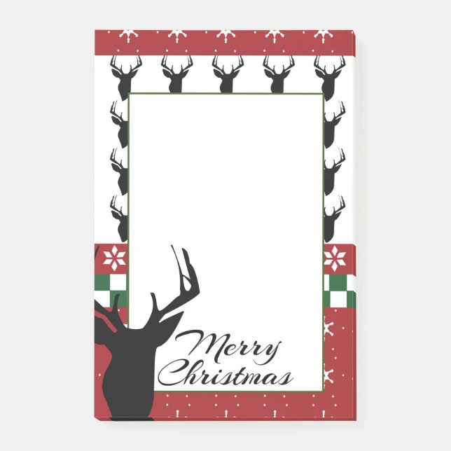 Bloco De Notas Flocos de Neve de Fair Isle de Natal Personalizado (Frente)
