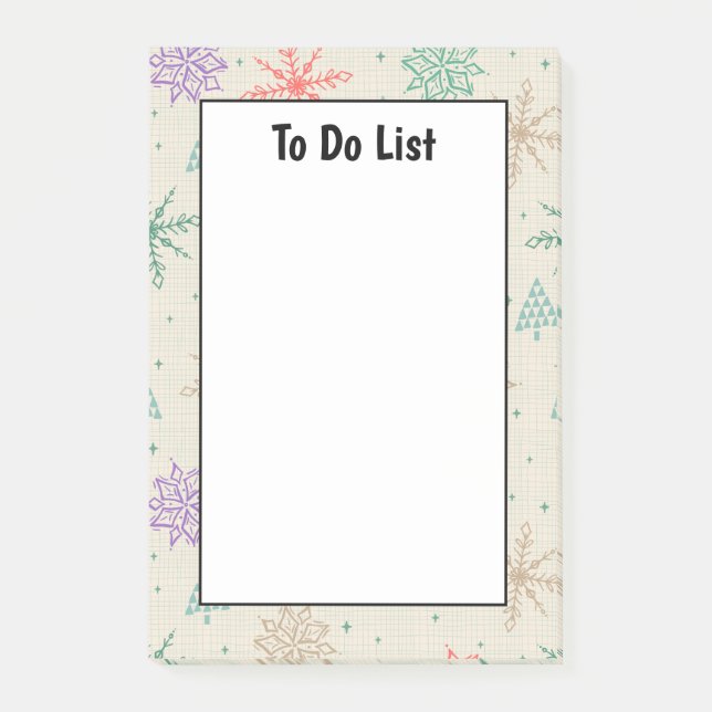 Bloco De Notas Flocos de neve desenhados manualmente Árvores de N (Frente)