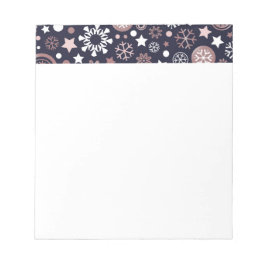Bloco De Notas Flocos de neve metálicos dourado rosa elegante de 