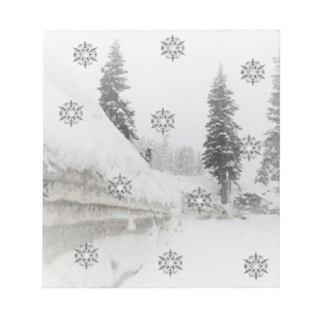 Bloco De Notas flocos de neve preto e branco (Frente)