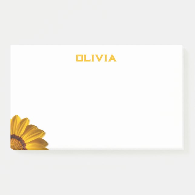 Bloco De Notas Flor amarela sobre fundo preto (Frente)