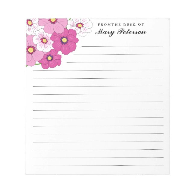 Bloco De Notas Flor Amarelo Cor-de-Rosa bonito Personalizada (Frente)