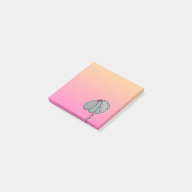 Bloco De Notas Flor Azul com Fundo Rosa (Inclinado)