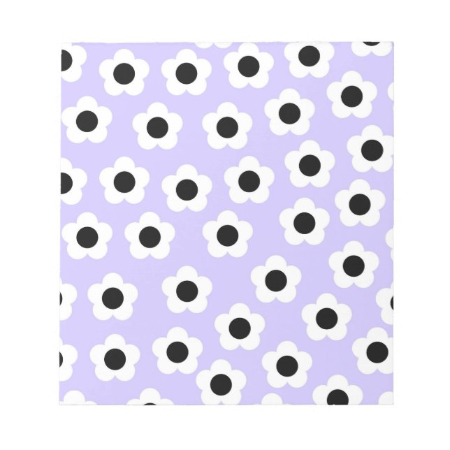 Bloco De Notas Flor branco e preto com fundo azul (Frente)