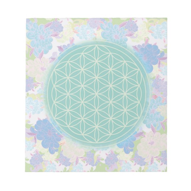 Bloco De Notas flor da vida verde, (Frente)