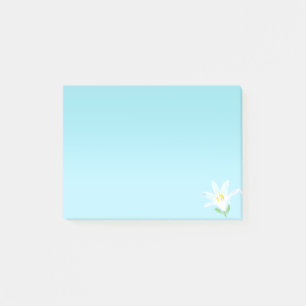 Bloco De Notas Flor de Amarilis Branca em Azul Claro