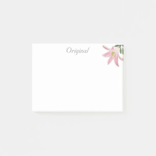 Bloco De Notas Flor de Amarílis Rosa Original sobre Branco