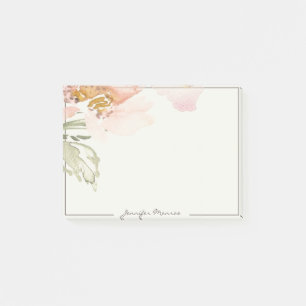 Bloco De Notas Flor de aquarela rosa personalizada