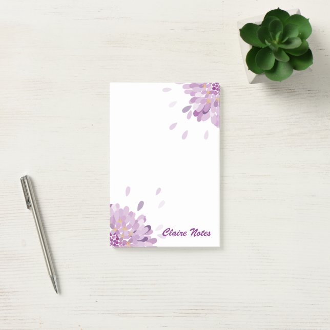 Bloco De Notas Flor de Globo Roxa Personalizada (Escritótio)