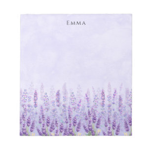 Bloco De Notas Flor de Lavanda Roxo e Branco Moderno