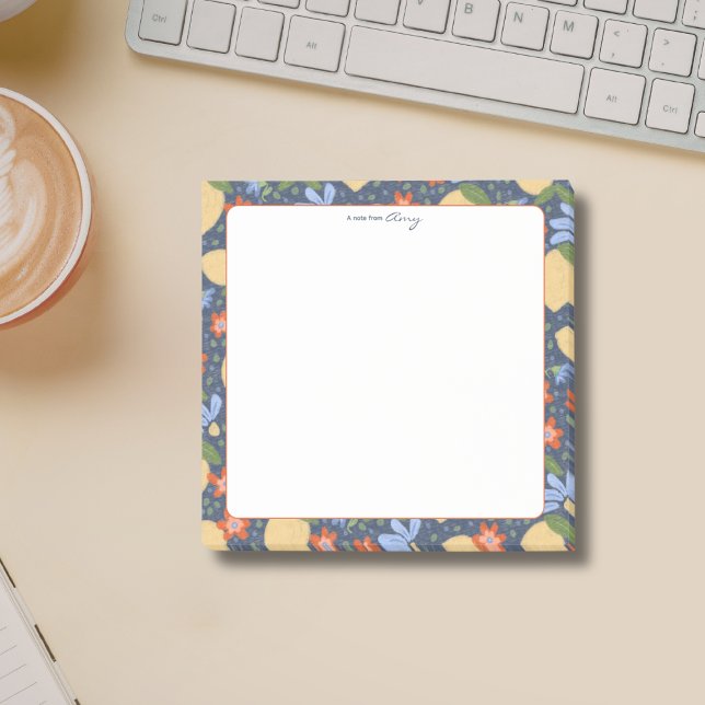 Bloco De Notas Flor de Limão Mediterrânea Personalizada (Personalized Lemon Blossom Sticky Notes – Whimsical Mediterranean Floral Stationery)