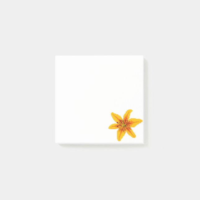 Bloco De Notas Flor de Lírio Amarela Pixelada (Frente)