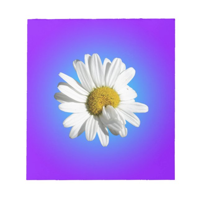 Bloco De Notas Flor de Margarida Branca Gradiente Azul Roxo (Frente)