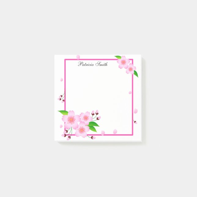 Bloco De Notas Flor de Pedônio Rosa Elegante Personalizado (Frente)