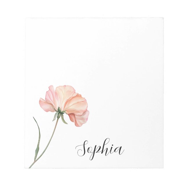 Bloco De Notas Flor de Pêssego Bonita (Frente)