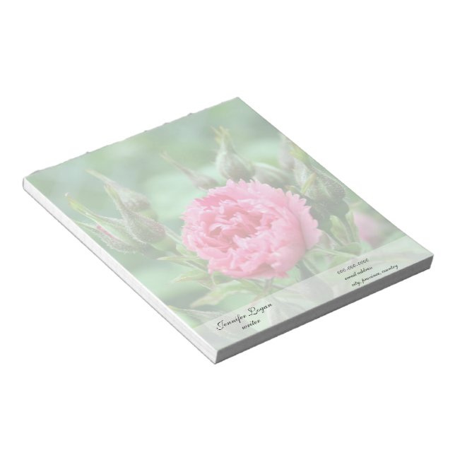 Bloco De Notas Flor de rosa rosa, fotografia floral. (Inclinado)