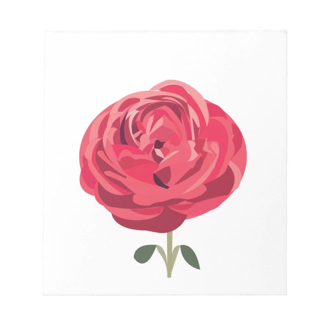Bloco De Notas Flor de Rosa Vermelha Rosa Vermelha Floral (Frente)