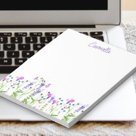 Bloco De Notas Flor Delicado Roxo Púrpura Personalizado