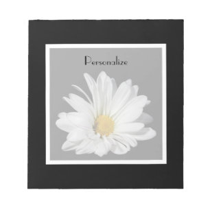 Bloco De Notas Flor elegante da margarida branca com nome