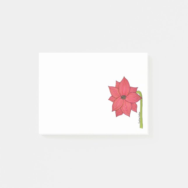 Bloco De Notas Flor Estrela Vermelha (Frente)