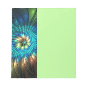 Bloco De Notas Flor Fantasia Luminosa, Fractal Abstrato Colorido