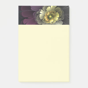 Bloco De Notas Flor Fractal Abstrata Moderna Purpur Khaki Cinza