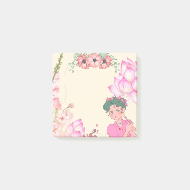 Bloco De Notas Flor Girl 5 Notas Adesivas (Frente)