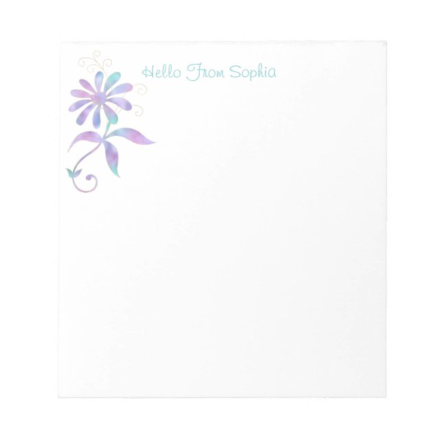 Bloco De Notas Flor Iridescente Trendy, Nome/Mensagem DIY (Frente)