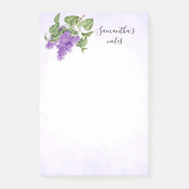 Bloco De Notas Flor Lilac Vintage Floral Verde Roxo Botânico