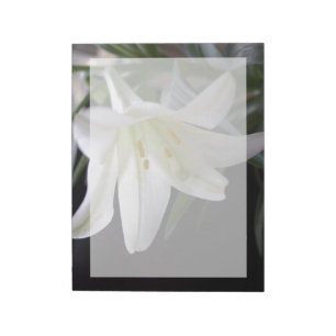 Bloco De Notas Flor lírio de Páscoa branca, bonito e pura, a pret