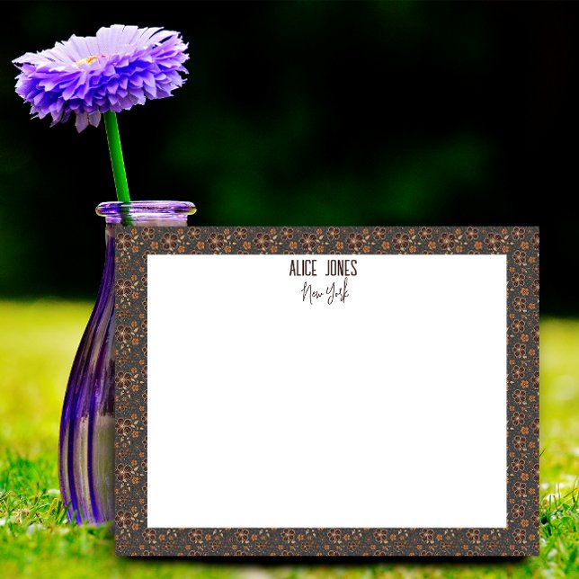 Bloco De Notas Flor natural castanho de cinza escura (Criador carregado)