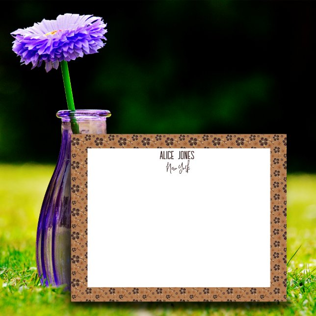 Bloco De Notas Flor natural de padrão castanho claro (Criador carregado)