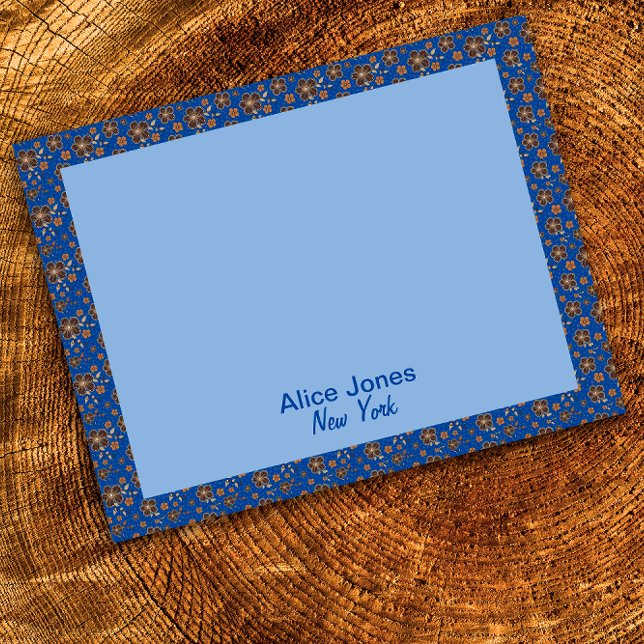 Bloco De Notas Flor natural marrom, padrão azul escuro (Criador carregado)