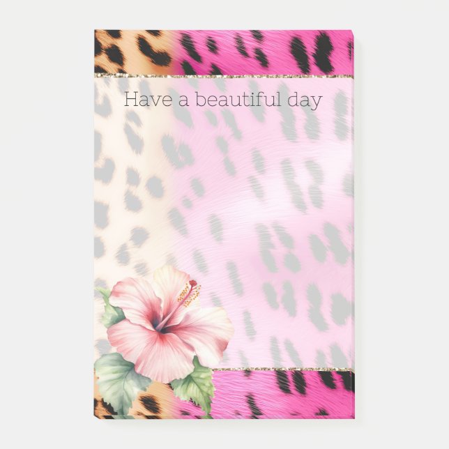Bloco De Notas Flor Negra-Leopardo-Negro-Rosa-Girassol (Frente)