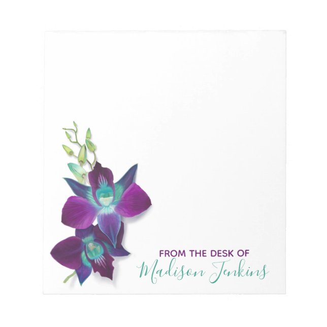 Bloco De Notas Flor Orquídea Azul Bom Dendrobium Personalizada (Frente)
