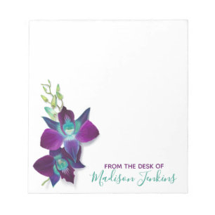 Bloco De Notas Flor Orquídea Azul Bom Dendrobium Personalizado