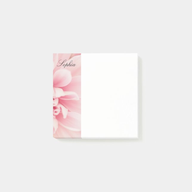 Bloco De Notas Flor Rosa E Nome De Script Preto, Vs 2 (Frente)