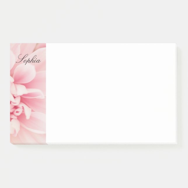 Bloco De Notas Flor Rosa E Nome De Script Preto, Vs 2 (Frente)