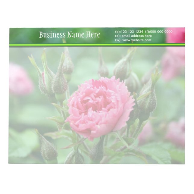 Bloco De Notas Flor rosa rosa, fotografia floral. (Frente)