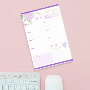 Bloco De Notas Flor Roxo do Planejador Semanal