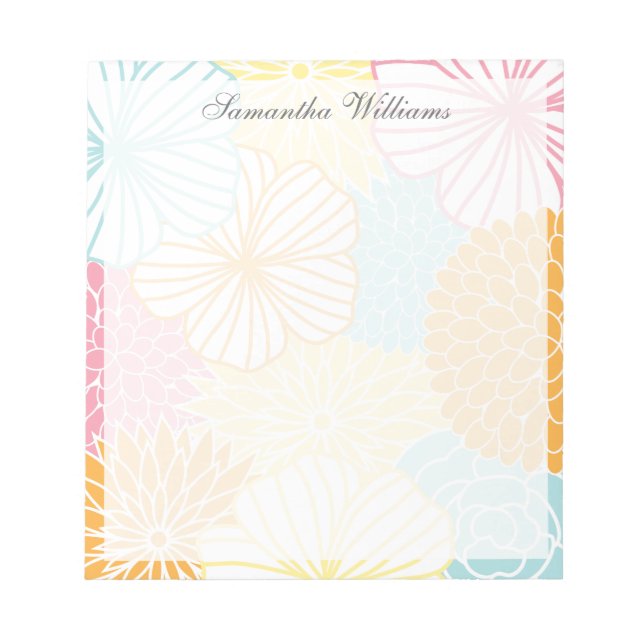 Bloco De Notas Florais Coloridos de Mod (Frente)