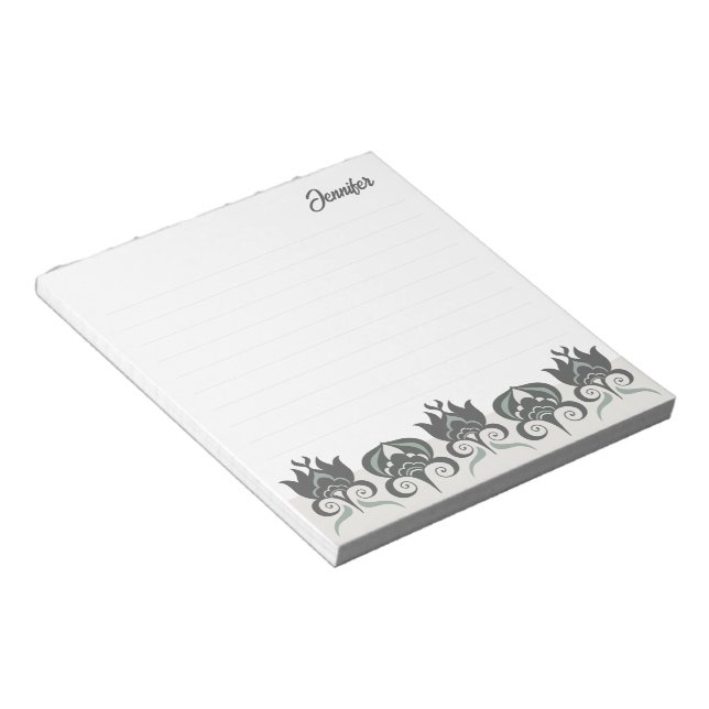 Bloco De Notas Florais moderno elegante terroso CC1290 pautado (Inclinado)
