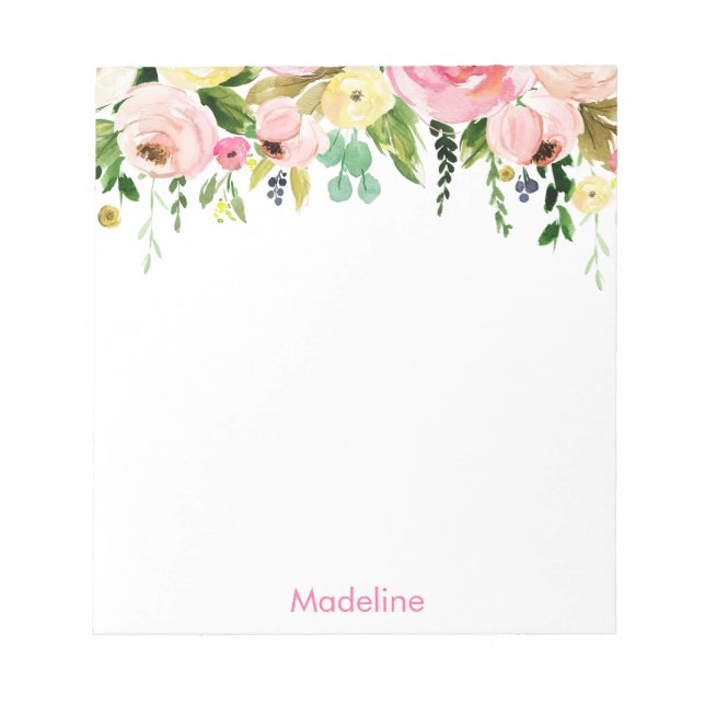 Bloco de Notas Floral Aquarela (Frente)