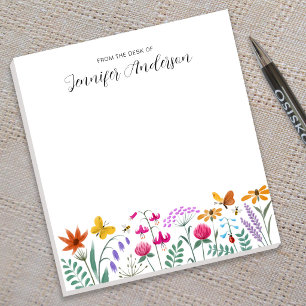 Bloco De Notas Floral Aquarela Flores Silvestres Borboleta Abelha