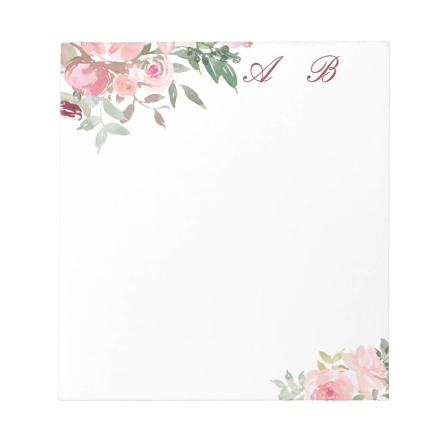 Bloco De Notas Floral aquarela rosa (Frente)