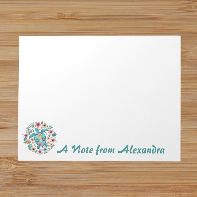 Bloco de Notas Floral Boho Tartaruga Marinha Escol (Criador carregado)