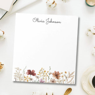 Bloco De Notas Floral Bonito de Margarida de Aquarela Personaliza